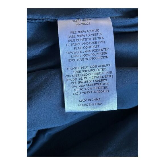 Pendleton Womens Sz XL Fuzzy Zip Jacket Sherpa Teddy Fleece Blue Distressed - Picture 9 of 10